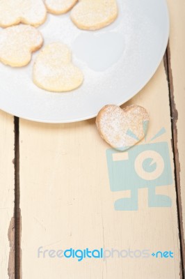 Heart Shaped Shortbread Valentine Cookies Stock Photo