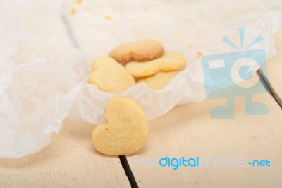 Heart Shaped Shortbread Valentine Cookies Stock Photo