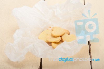 Heart Shaped Shortbread Valentine Cookies Stock Photo