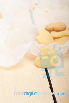 Heart Shaped Shortbread Valentine Cookies Stock Photo