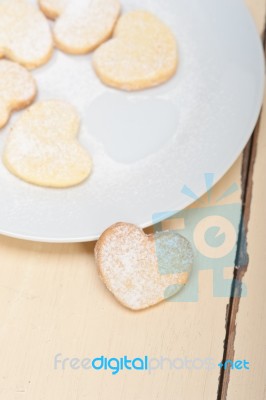 Heart Shaped Shortbread Valentine Cookies Stock Photo