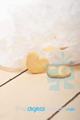 Heart Shaped Shortbread Valentine Cookies Stock Photo