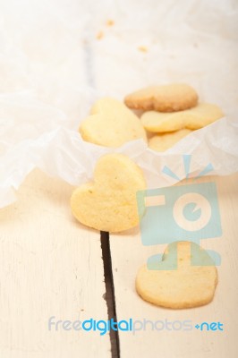 Heart Shaped Shortbread Valentine Cookies Stock Photo