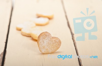 Heart Shaped Shortbread Valentine Cookies Stock Photo