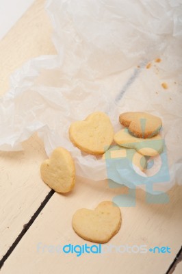 Heart Shaped Shortbread Valentine Cookies Stock Photo