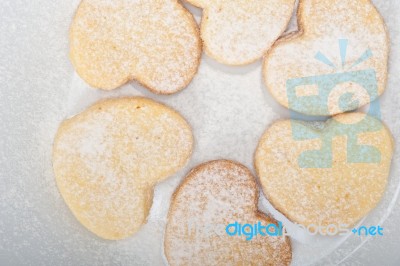 Heart Shaped Shortbread Valentine Cookies Stock Photo