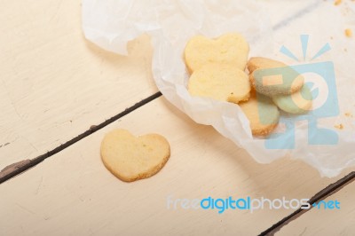 Heart Shaped Shortbread Valentine Cookies Stock Photo