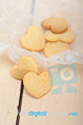 Heart Shaped Shortbread Valentine Cookies Stock Photo