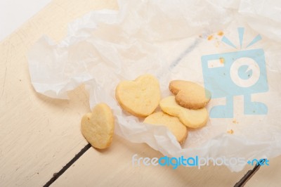 Heart Shaped Shortbread Valentine Cookies Stock Photo