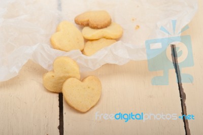 Heart Shaped Shortbread Valentine Cookies Stock Photo