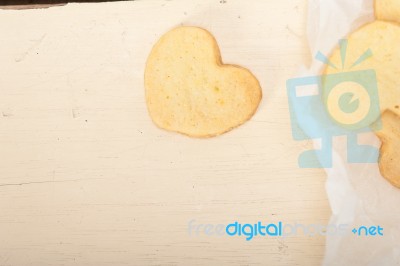 Heart Shaped Shortbread Valentine Cookies Stock Photo