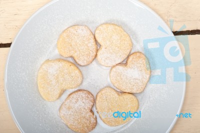 Heart Shaped Shortbread Valentine Cookies Stock Photo