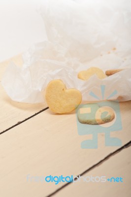 Heart Shaped Shortbread Valentine Cookies Stock Photo