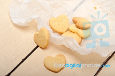 Heart Shaped Shortbread Valentine Cookies Stock Photo