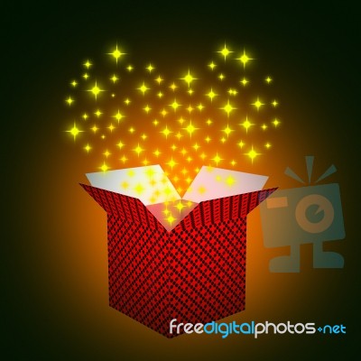 Heart Stars Represents Gift Box And Celebrate Stock Image