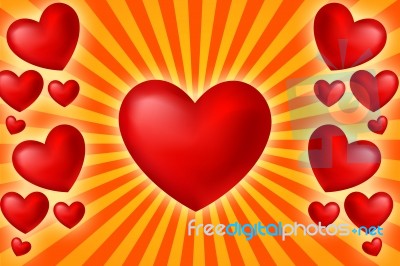 Heart Su Fondo Giallo Stock Photo