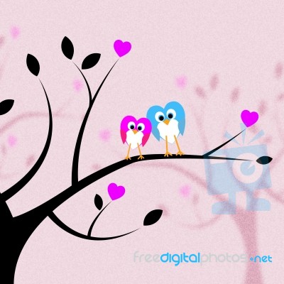 Heart Together Means Valentine's Day And Bird Stock Image