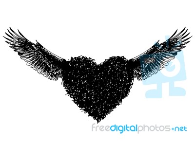 Heart With Angel Wings Stock Image