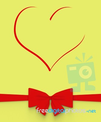 Heart With Bow Means Anniversary Present Or Marriage Gift Stock Image