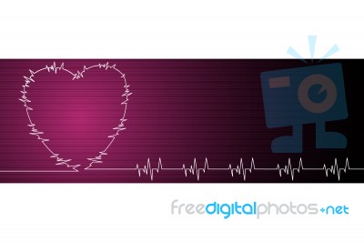 Heart with Ecg Stock Image