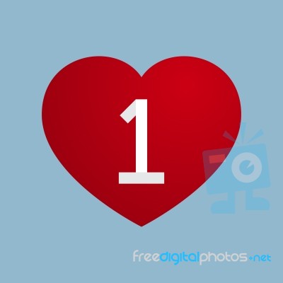 Heart With Number One Stock Image