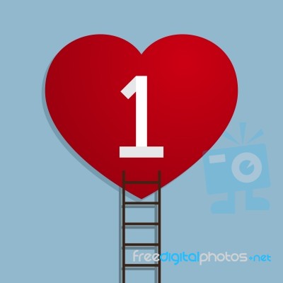 Heart With Number One And Ladder Stock Image