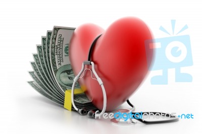 Heart With Stethoscope And Money Stock Image