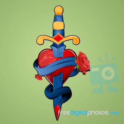 Heart With Sword Stock Image