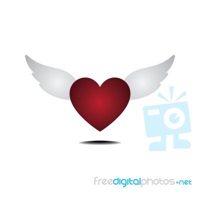 Heart With Wings Love Flat Design Icon  Illustration Stock Image