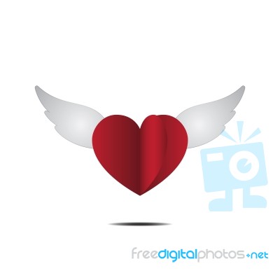 Heart With Wings Love Flat Design Icon  Illustration Stock Image