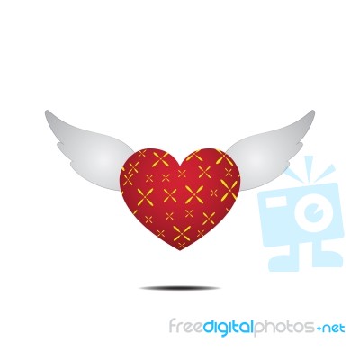 Heart With Wings Love Flat Design Icon  Illustration Stock Image