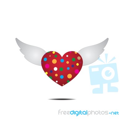 Heart With Wings Love Flat Design Icon  Illustration Stock Image