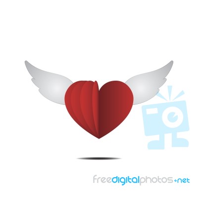 Heart With Wings Love Flat Design Icon  Illustration Stock Image