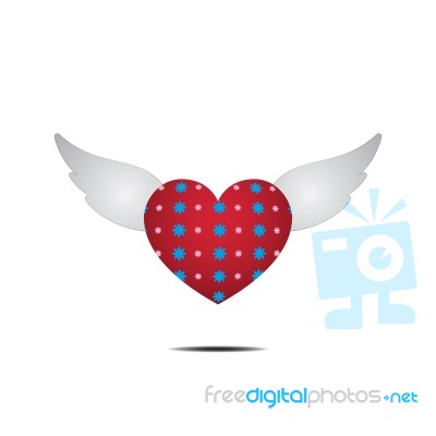 Heart With Wings Love Flat Design Icon  Illustration Stock Image