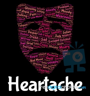 Heartache Word Indicates Grief Torment And Wordclouds Stock Image