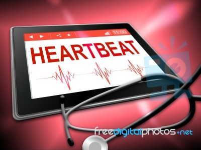 Heartbeat Tablet Means Pulse Trace And Cardiology Stock Image