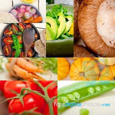 Hearthy Vegetables Collage Composition Stock Photo