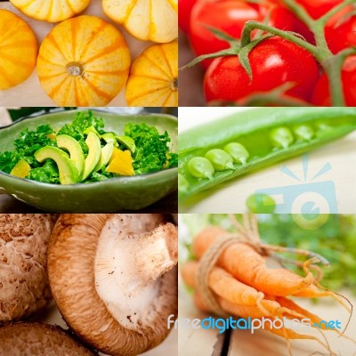 Hearthy Vegetables Collage Composition Stock Photo