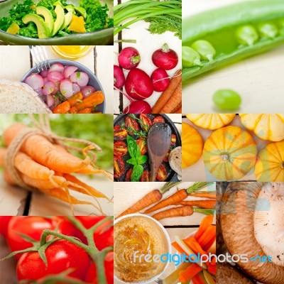 Hearthy Vegetables Collage Composition Stock Photo