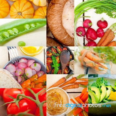 Hearthy Vegetables Collage Composition Stock Photo