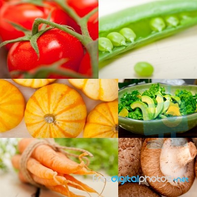 Hearthy Vegetables Collage Composition Stock Photo