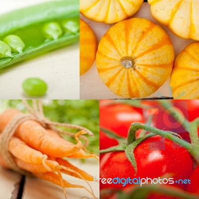 Hearthy Vegetables Collage Composition Stock Photo