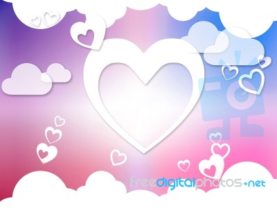 Hearts And Clouds Background Means Romantic Dreams And Feelings Stock Image