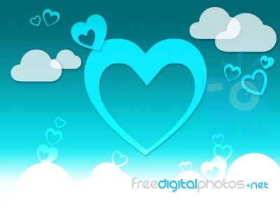 Hearts And Clouds Background Means Romantic Feeling Or Passionat… Stock Image