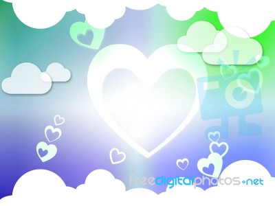 Hearts And Clouds Background Shows Passion  Love And Romance
 Stock Image