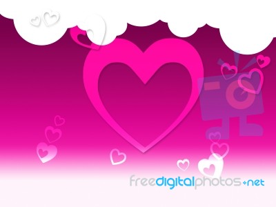 Hearts And Clouds Background Shows Peaceful Sensation Or Romanti… Stock Image