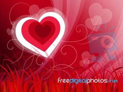 Hearts Background Shows Nature Love Or Peaceful Landscape
 Stock Image