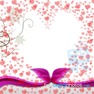 Hearts Floral Means Valentines Day And Bouquet Stock Image