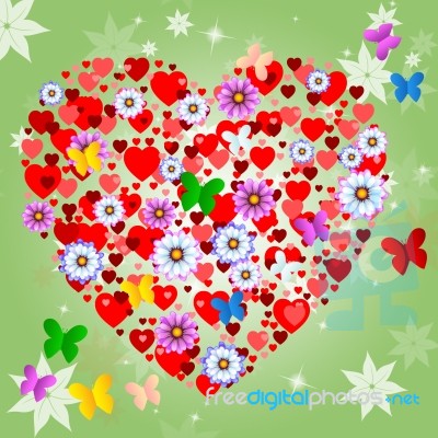 Hearts Floral Shows Valentine Day And Blooming Stock Image