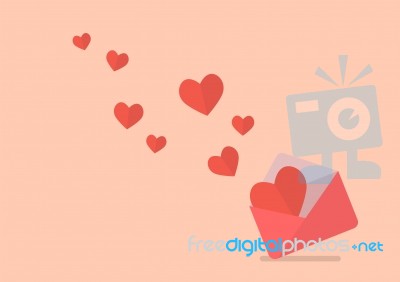 Hearts Flying Out From Letter Stock Image